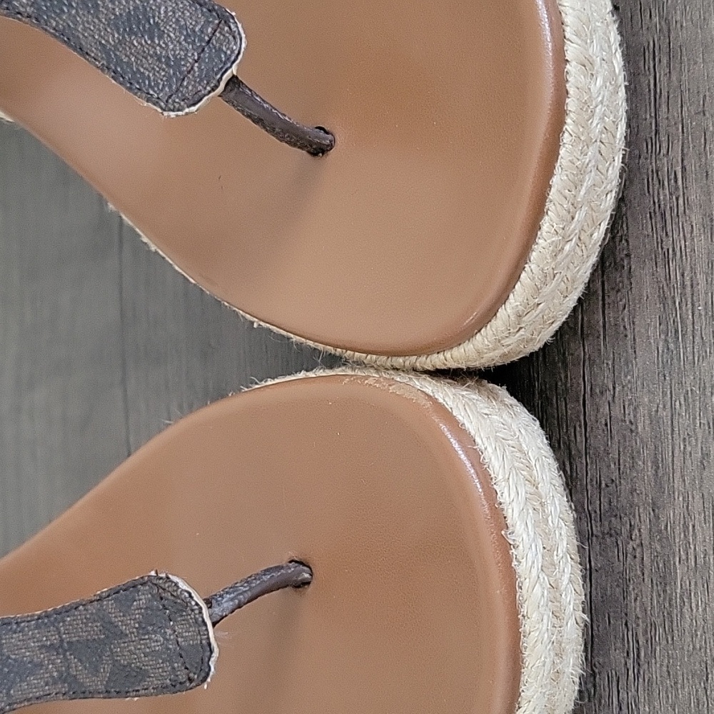Michael Kors MK Laney T Strap Thong Espadrille Wedge Sandals 8.5 - Picture 6 of 13
